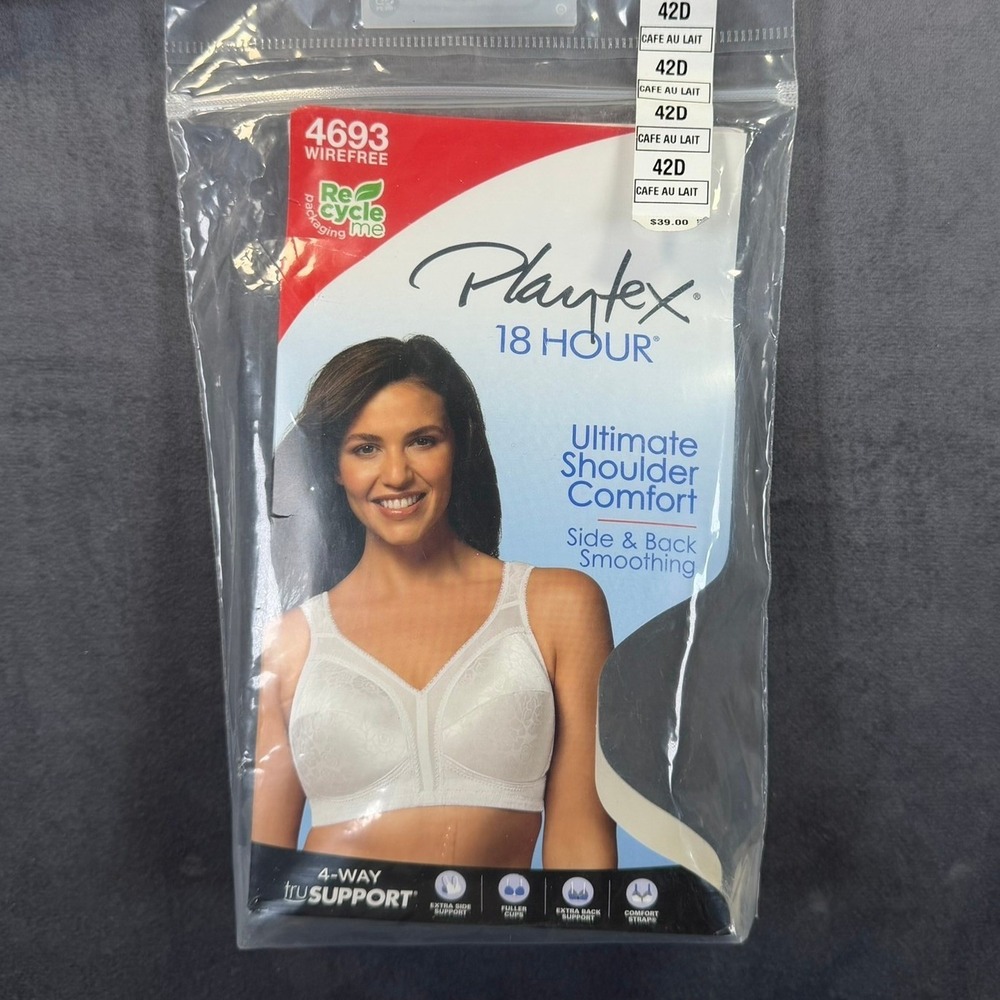 Bali & Playtex Wirefree Bra Bundle Womens 42D Black & Nude Support Everyday Wear - Picture 2 of 12